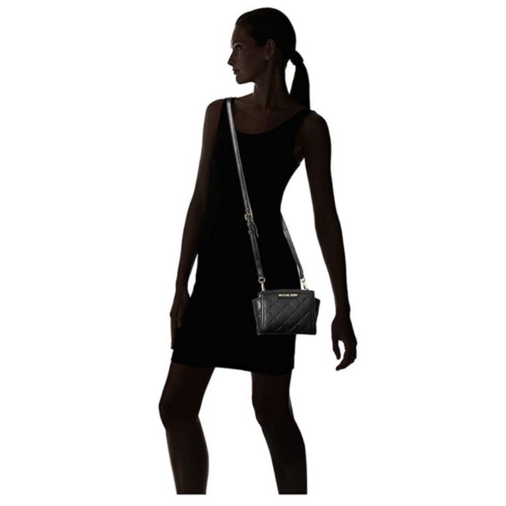 Michael Kors Selma Quilt Mini Messenger BLACK